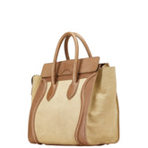 セリーヌ ラゲージ ミニショッパー ハンドバッグ ベージュ ブラウン レザー レディース CELINE 【中古】